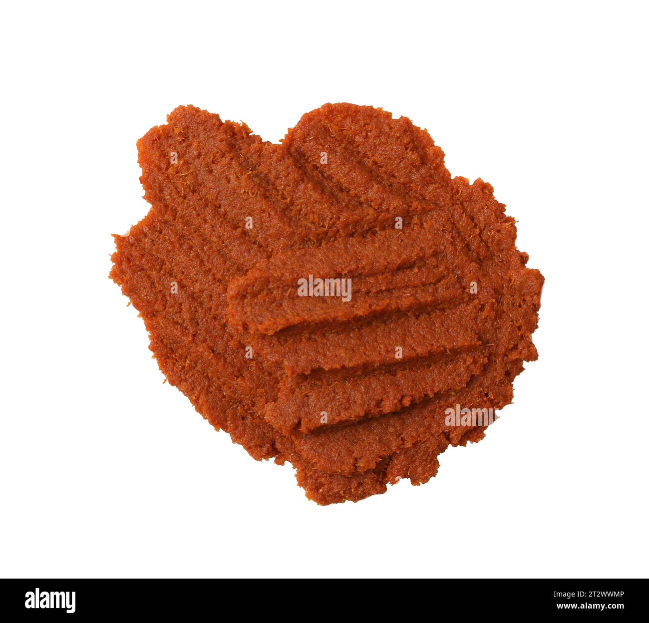 Pasta di curry rossa isolata su bianco, vista dall'alto Foto Stock