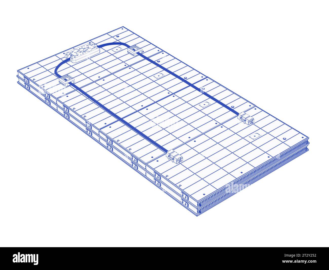 struttura a reticolo per rendering 3d della batteria del veicolo elettrico o della batteria agli ioni di litio isolata Foto Stock