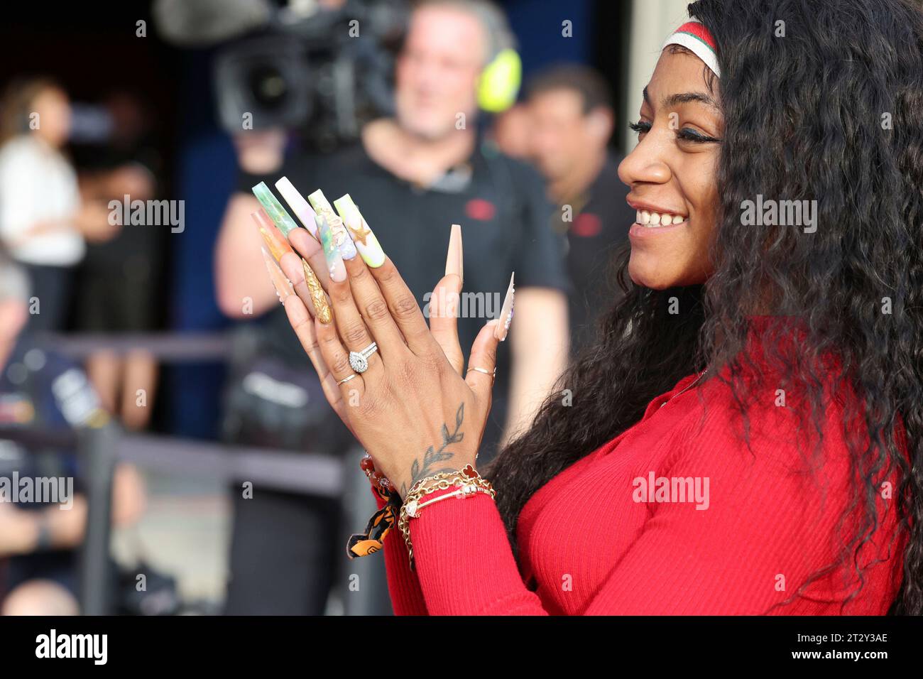 Austin, Vereinigte Staaten. 21 ottobre 2023. 21 ottobre 2023, Circuit of the Americas, Austin, Formula 1 Lenovo United States Grand Prix 2023, nella foto l'atleta americano SHa'Carri Richardson credito: dpa/Alamy Live News Foto Stock