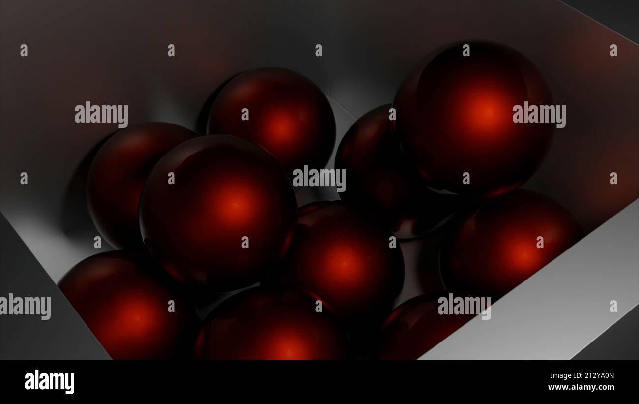 Un gran numero di palline colorate. Progettazione. Palline luminose di diverse dimensioni che girano in direzioni diverse nella grafica computerizzata. Foto Stock