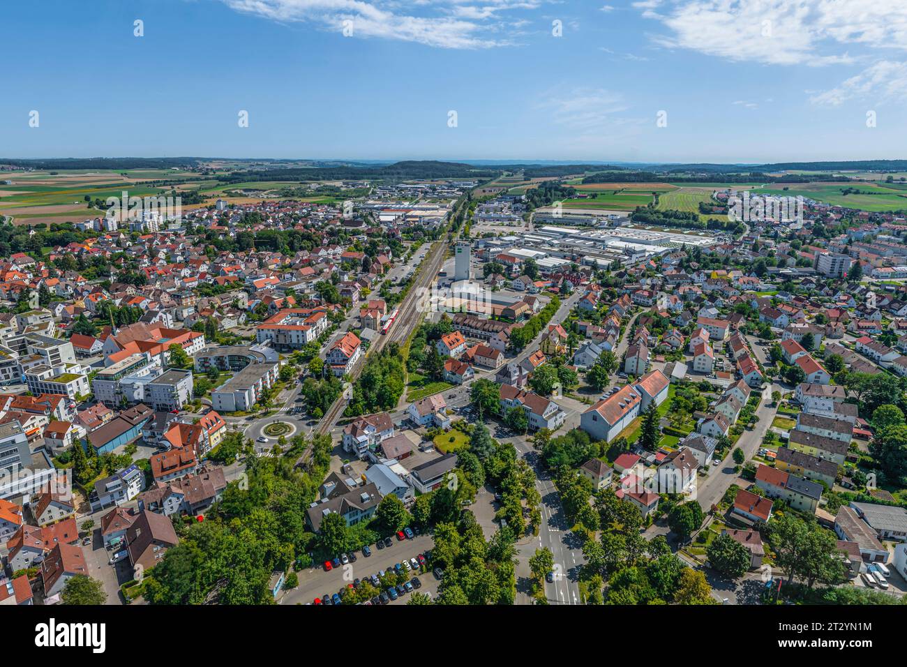 Vista aerea della città termale di Bad Saulgau nell'alta Svevia Foto Stock