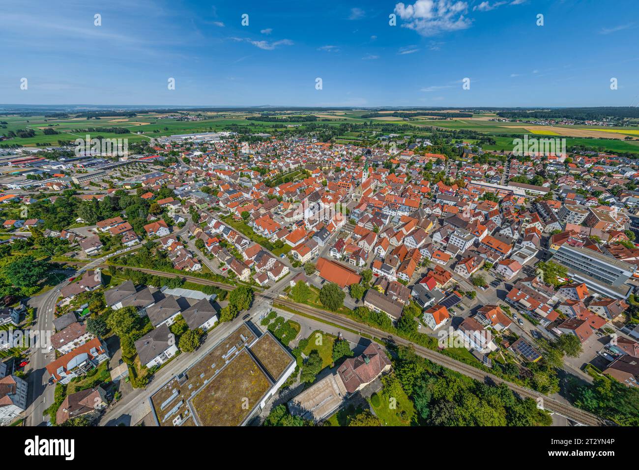 Vista aerea della città termale di Bad Saulgau nell'alta Svevia Foto Stock