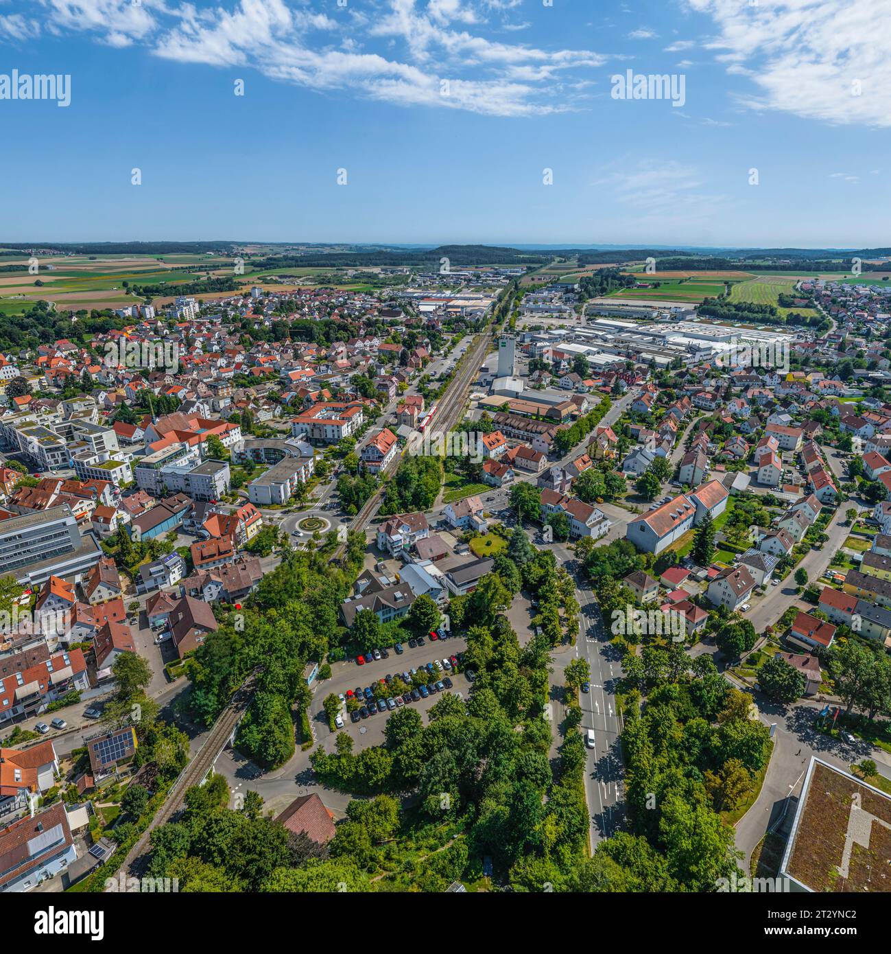 Vista aerea della città termale di Bad Saulgau nell'alta Svevia Foto Stock
