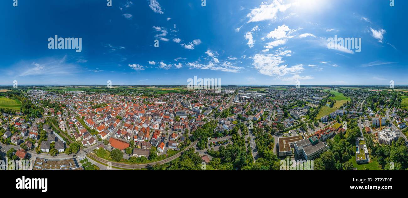 Vista aerea della città termale di Bad Saulgau nell'alta Svevia Foto Stock