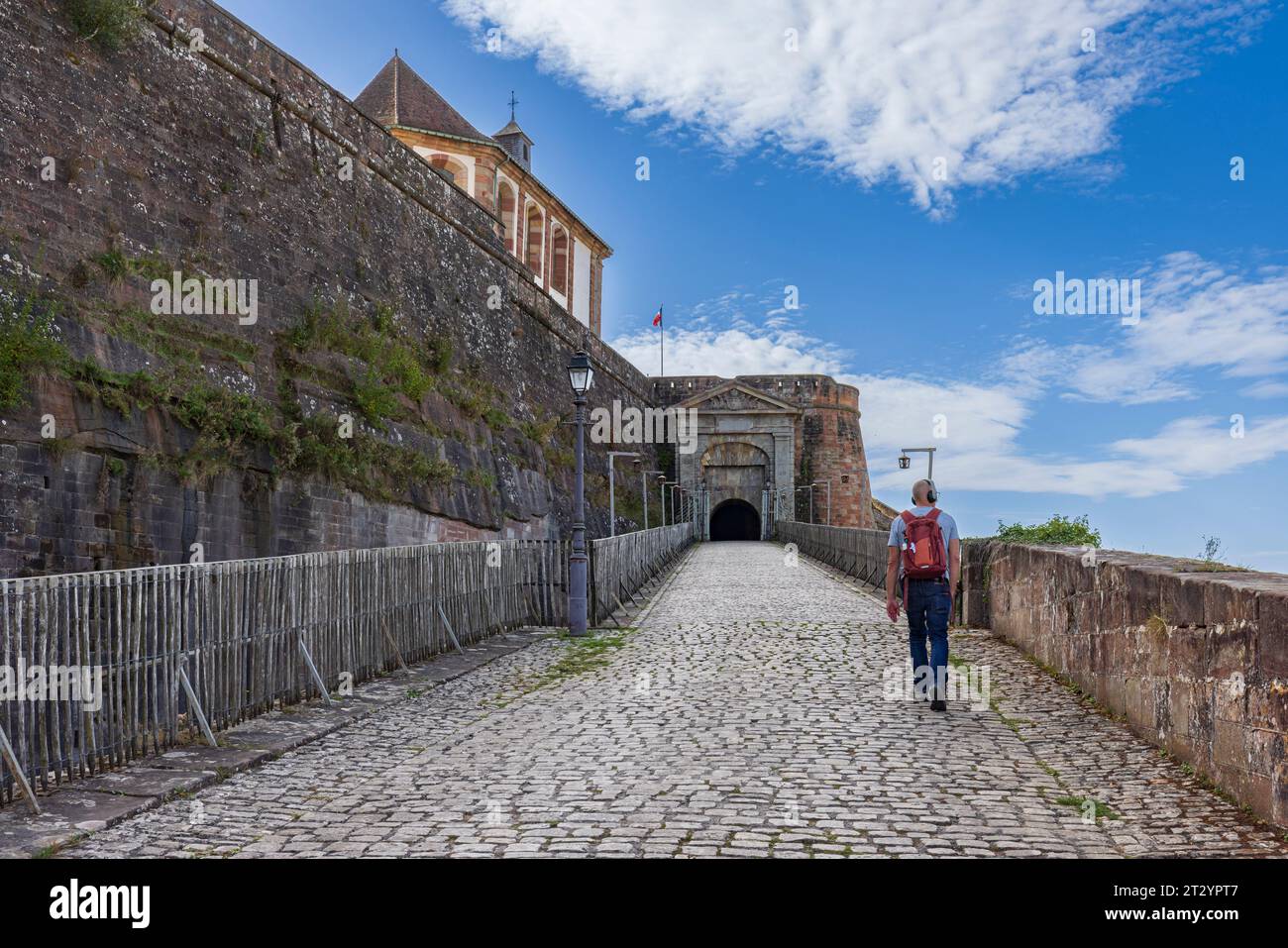 Vista dell'ingresso della Cittadella di Bitche, una fortezza nella zona della Mosella in Francia Foto Stock