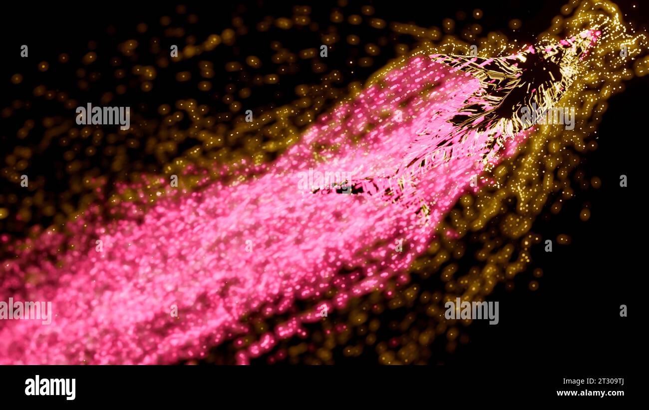 Sfondo nero con glitter multicolore. Progettazione. Uno sfondo luminoso con glitter blu e rosa che brilla nell'astrazione. Foto Stock