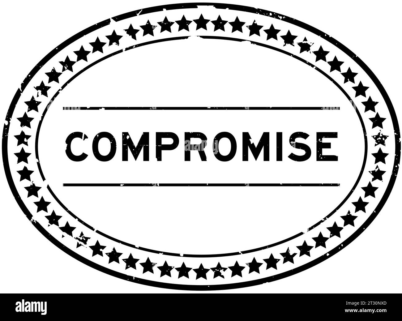 Sigillo ovale in gomma grunge di compromesso nero su sfondo bianco Illustrazione Vettoriale