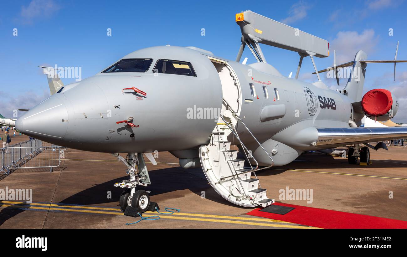 Bombardier Global Express - Saab GlobalEye, in mostra statica al Royal International Air Tattoo del 2023. Foto Stock