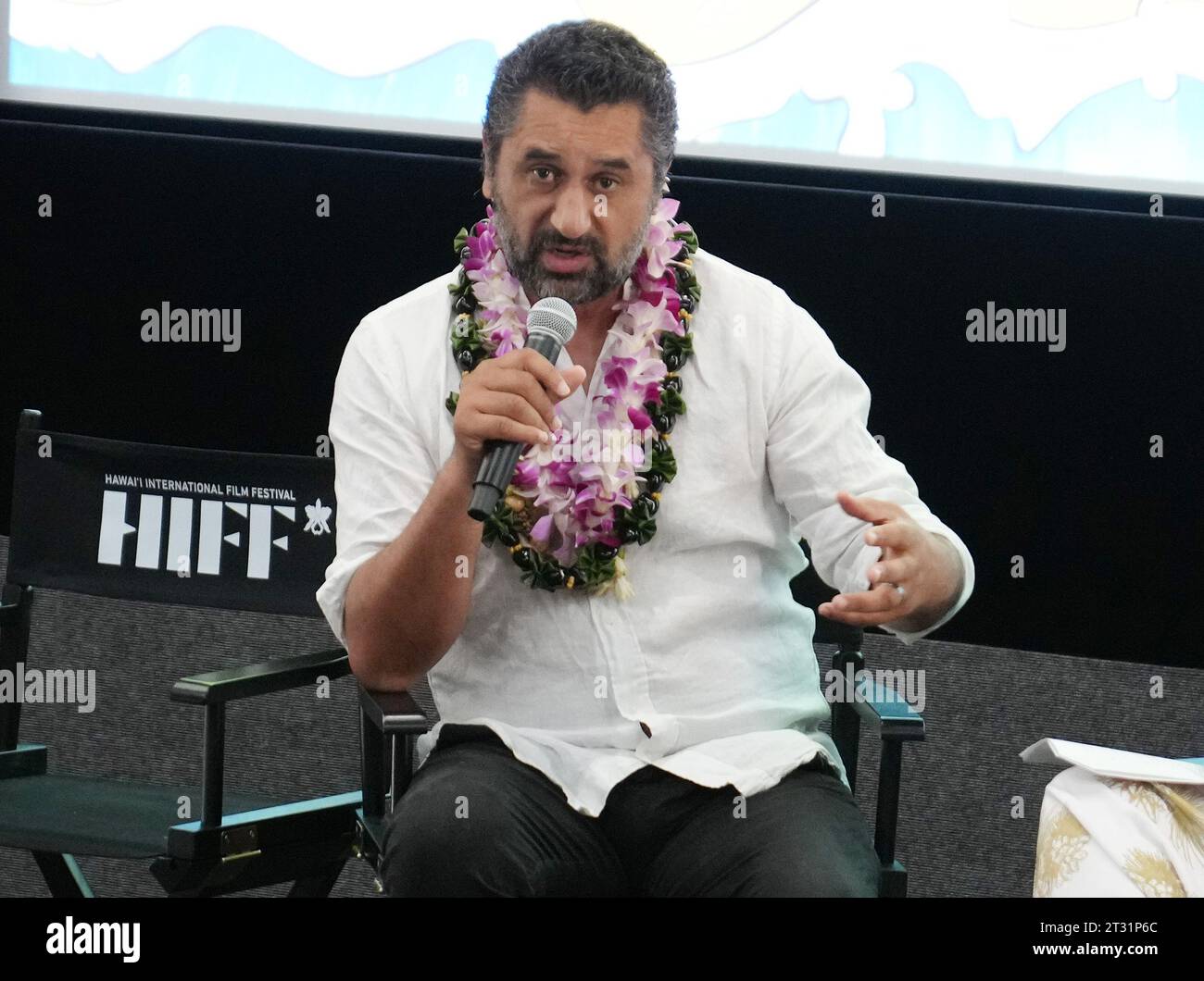 Los Angeles, USA. 21 ottobre 2023. Cliff Curtis al 43° Annual Hawaii International Film Festival - PASIFIKA RUOLI: IN CONVERSAZIONE CON CLIFF CURTIS tenuto presso l'ACM Student Production Center presso l'Università di Hawai'i-West o'ahu a Kapolei, HI sabato 21 ottobre 2023. (Foto di Sthanlee B. Mirador/Sipa USA) credito: SIPA USA/Alamy Live News Foto Stock