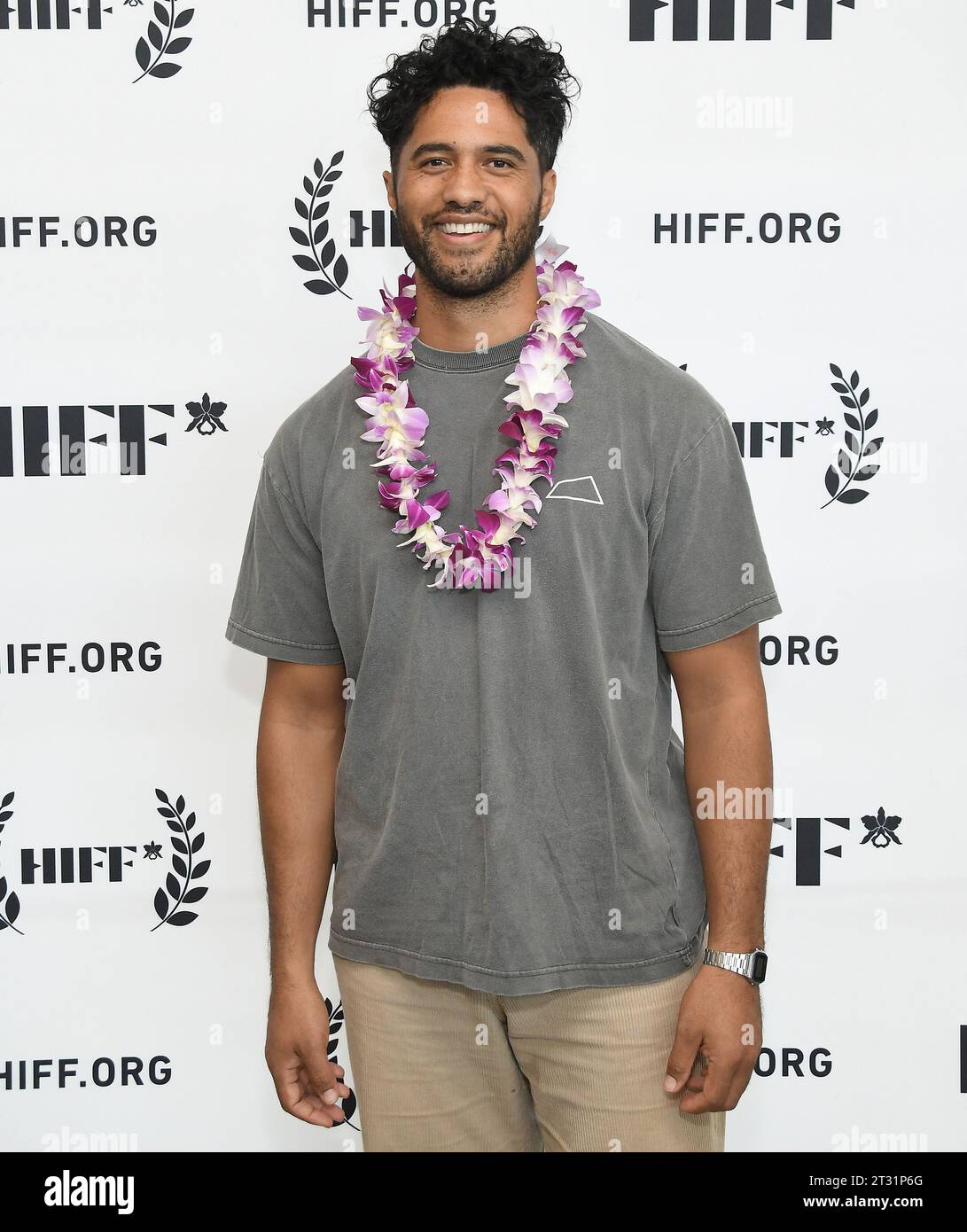 Los Angeles, USA. 21 ottobre 2023. Alex Tarrant al 43° Annual Hawaii International Film Festival - PASIFIKA RUOLI: IN CONVERSATION WITH CLIFF CURTIS tenutosi presso l'ACM Student Production Center presso l'Università di Hawai'i-West o'ahu a Kapolei, HI sabato 21 ottobre 2023. (Foto di Sthanlee B. Mirador/Sipa USA) credito: SIPA USA/Alamy Live News Foto Stock