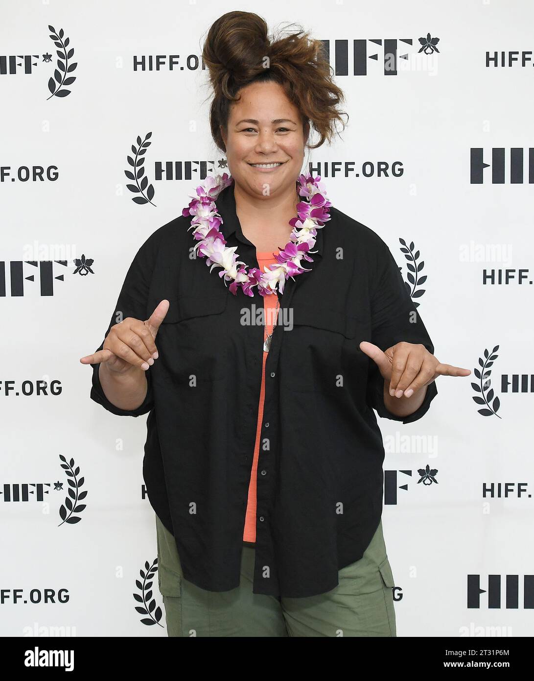 Los Angeles, USA. 21 ottobre 2023. Sisa Grey al 43° Annual Hawaii International Film Festival - PASIFIKA RUOLI: IN CONVERSATION WITH CLIFF CURTIS tenutosi presso l'ACM Student Production Center presso l'Università di Hawai'i-West o'ahu a Kapolei, HI sabato 21 ottobre 2023. (Foto di Sthanlee B. Mirador/Sipa USA) credito: SIPA USA/Alamy Live News Foto Stock