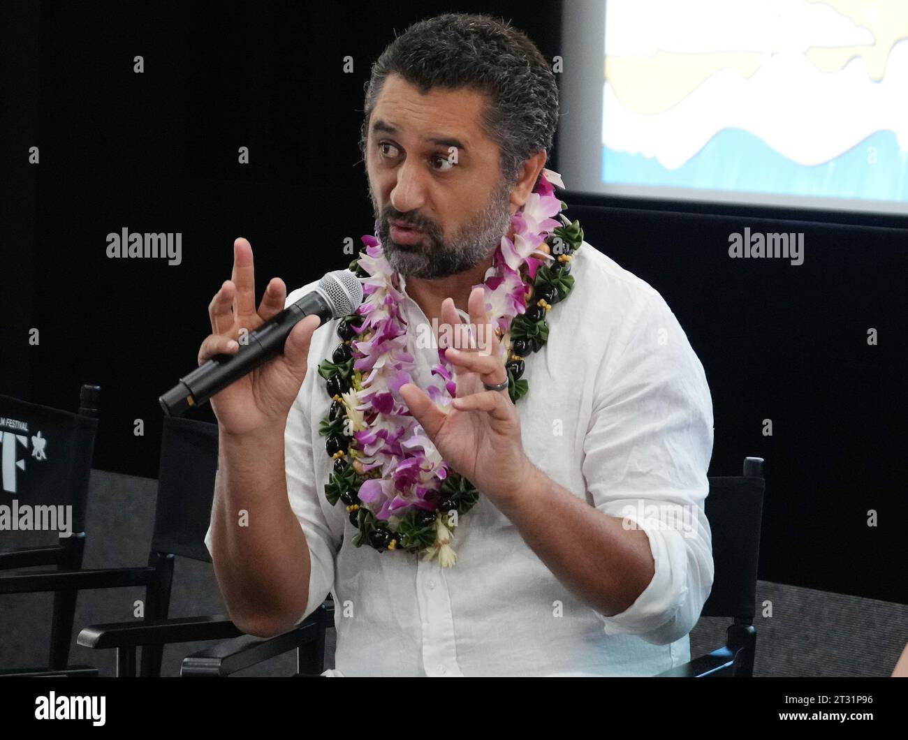 Los Angeles, USA. 21 ottobre 2023. Cliff Curtis al 43° Annual Hawaii International Film Festival - PASIFIKA RUOLI: IN CONVERSAZIONE CON CLIFF CURTIS tenuto presso l'ACM Student Production Center presso l'Università di Hawai'i-West o'ahu a Kapolei, HI sabato 21 ottobre 2023. (Foto di Sthanlee B. Mirador/Sipa USA) credito: SIPA USA/Alamy Live News Foto Stock