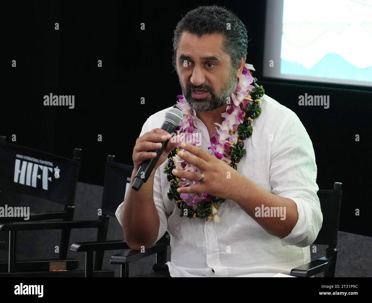 Los Angeles, USA. 21 ottobre 2023. Cliff Curtis al 43° Annual Hawaii International Film Festival - PASIFIKA RUOLI: IN CONVERSAZIONE CON CLIFF CURTIS tenuto presso l'ACM Student Production Center presso l'Università di Hawai'i-West o'ahu a Kapolei, HI sabato 21 ottobre 2023. (Foto di Sthanlee B. Mirador/Sipa USA) credito: SIPA USA/Alamy Live News Foto Stock