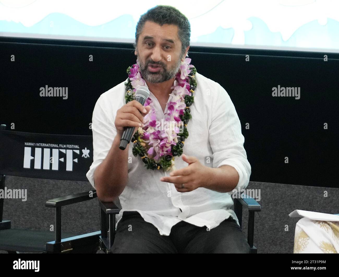 Los Angeles, USA. 21 ottobre 2023. Cliff Curtis al 43° Annual Hawaii International Film Festival - PASIFIKA RUOLI: IN CONVERSAZIONE CON CLIFF CURTIS tenuto presso l'ACM Student Production Center presso l'Università di Hawai'i-West o'ahu a Kapolei, HI sabato 21 ottobre 2023. (Foto di Sthanlee B. Mirador/Sipa USA) credito: SIPA USA/Alamy Live News Foto Stock