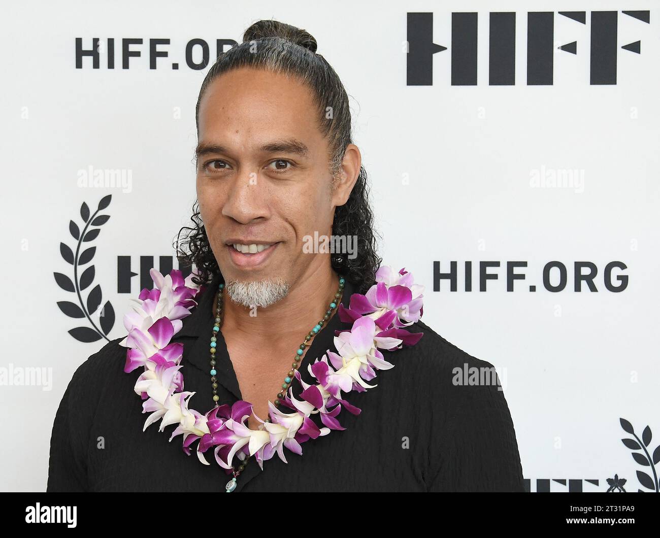 Los Angeles, USA. 21 ottobre 2023. Moses Goods al 43° Annual Hawaii International Film Festival - PASIFIKA RUOLI: IN CONVERSATION WITH CLIFF CURTIS tenutosi presso l'ACM Student Production Center presso l'Università di Hawai'i-West o'ahu a Kapolei, HI sabato 21 ottobre 2023. (Foto di Sthanlee B. Mirador/Sipa USA) credito: SIPA USA/Alamy Live News Foto Stock