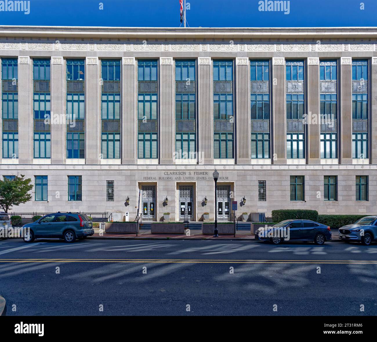 Ewing and Carroll, Trenton: Clarkson S Fisher Federal Building e United States Courthouse, al 402 di East State Street, fu costruito nel 1932. Foto Stock