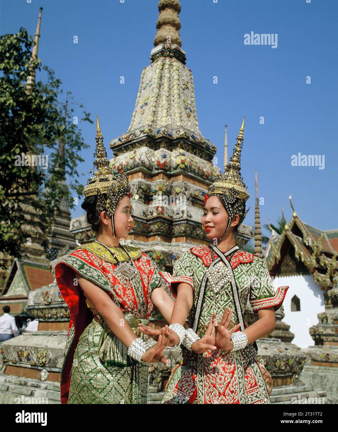 Thailandia. Bangkok. Ballerini del tempio. Wat Pho. Foto Stock