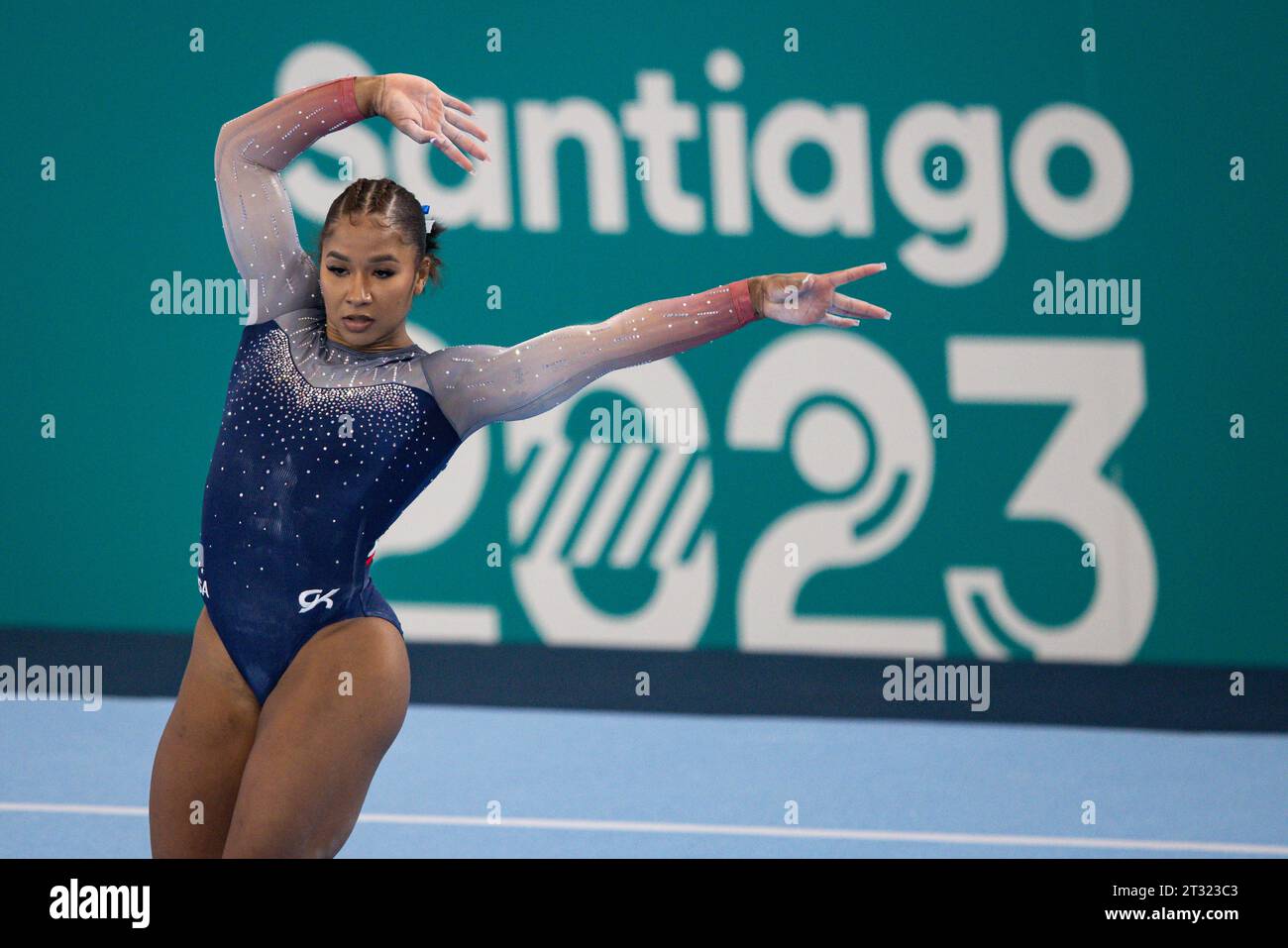 Il ginnasta nordamericano CHILES Jordan durante i Giochi panamericani di Santiago 2023, al Parque Deportivo Estadio Nacional, in Cile, questa domenica 22. ((134) Rodolfo Buhrer/la Imagem/Fotoarena/SPP) (Rodolfo Buhrer/la Imagen/SPP) credito: SPP Sport Press Photo. /Alamy Live News Foto Stock