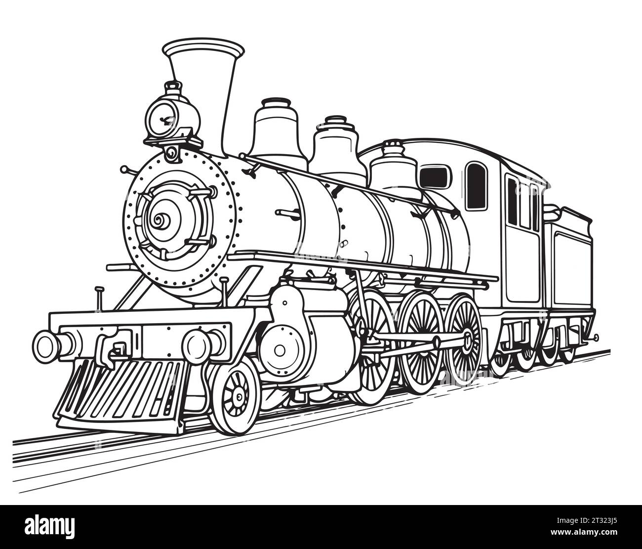 Locomotiva a vapore disegno a mano illustrazione vettoriale, trasporto in treno d'epoca Illustrazione Vettoriale