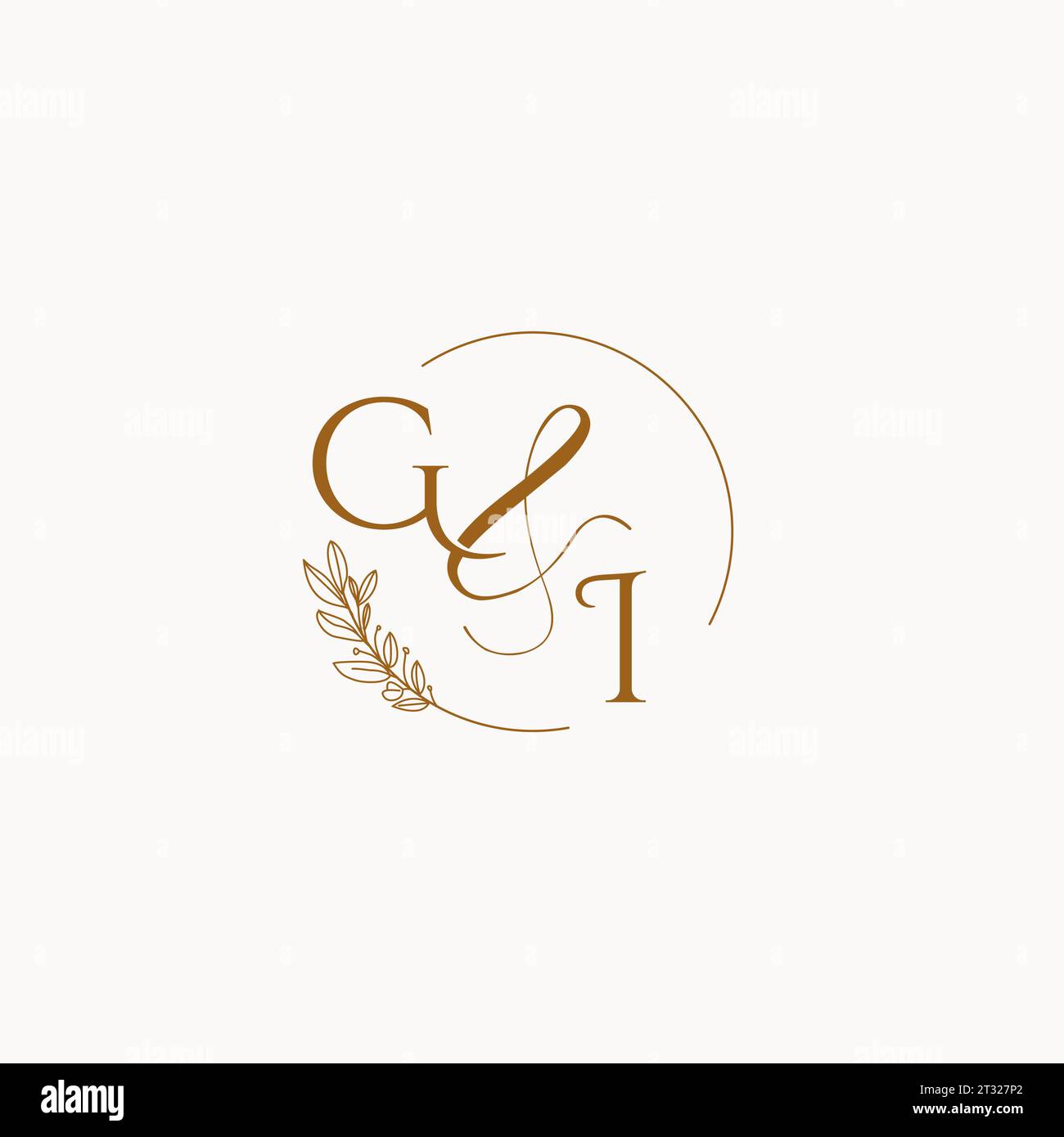 Idee di design del logo monogramma iniziale del matrimonio gi Illustrazione Vettoriale