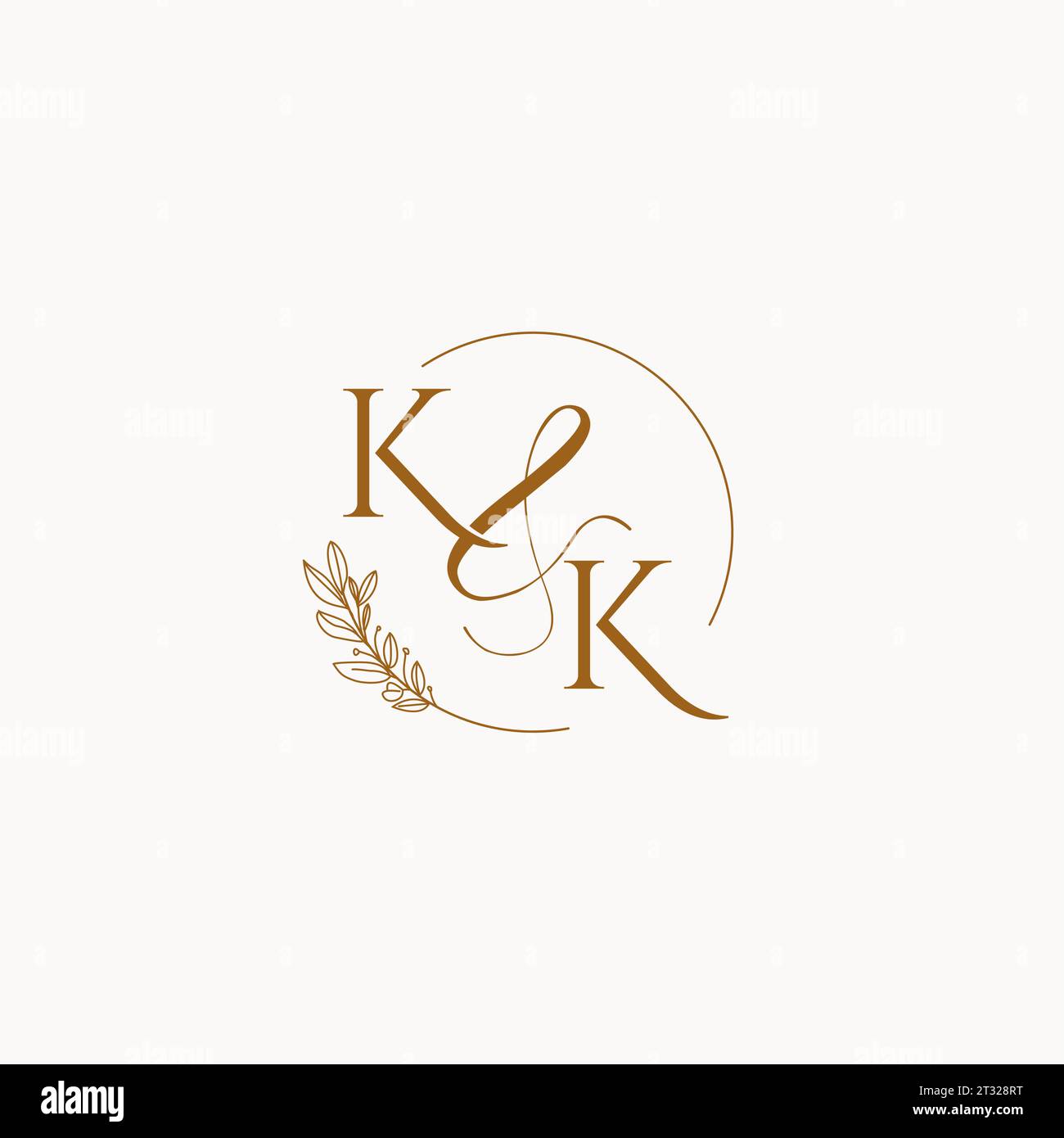 Idee di design del logo del monogramma di matrimonio iniziale KK Illustrazione Vettoriale