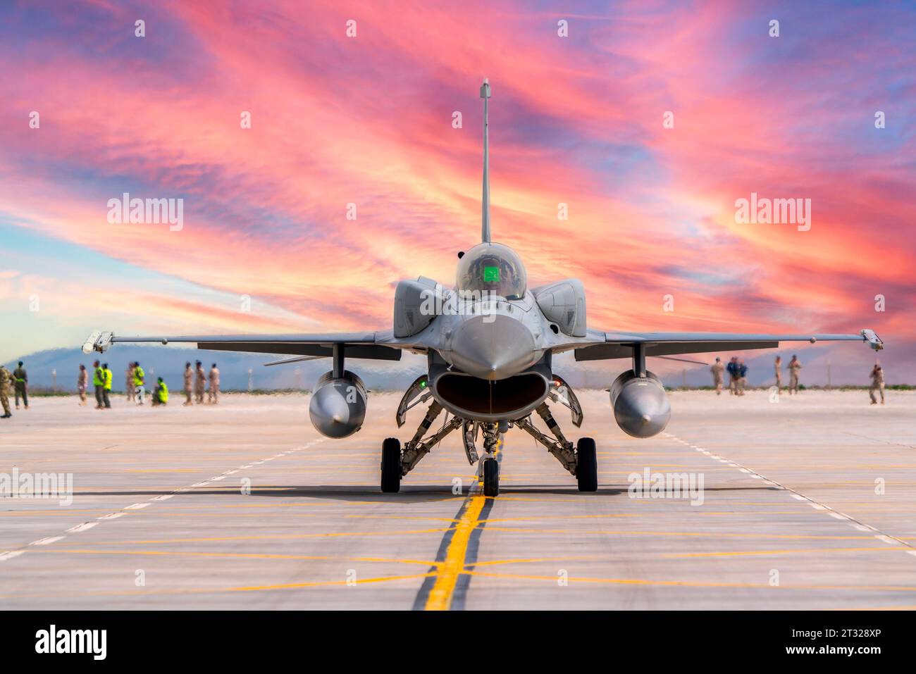 Jet da caccia in posizione di rullaggio Foto Stock