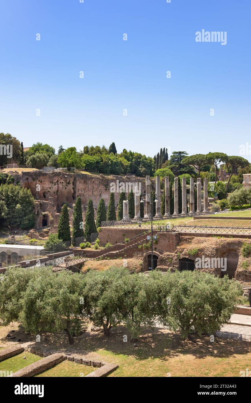 Antico foro Romano situato nel Lazio, Italia Foto Stock