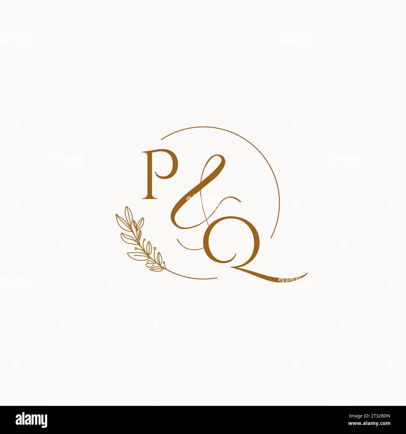 Idee di design del logo con monogramma di matrimonio iniziale PQ Illustrazione Vettoriale