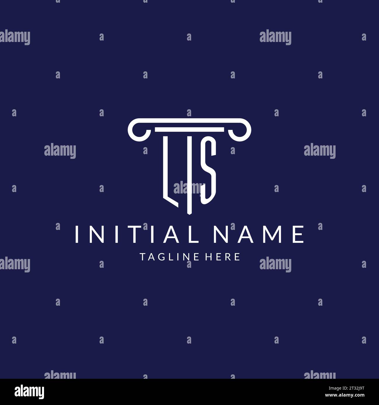 Monogramma con logo LS con design a colonna vettoriale Illustrazione Vettoriale