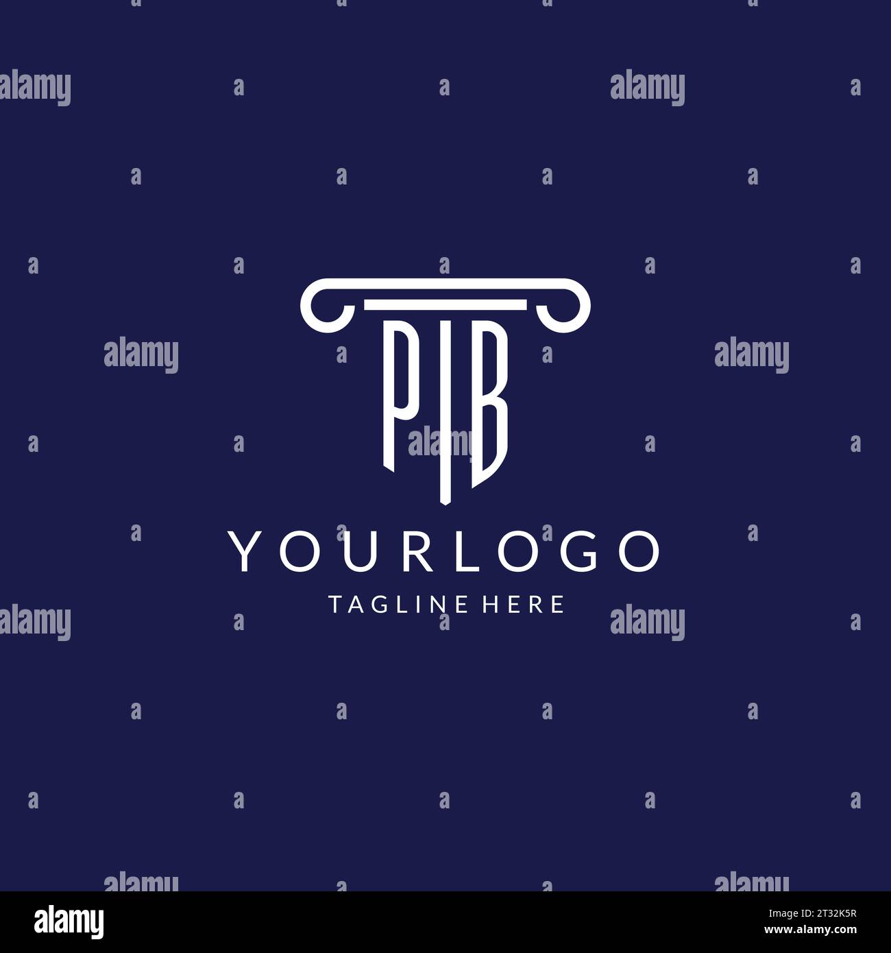 Monogramma con logo PB con design a colonna vettoriale Illustrazione Vettoriale