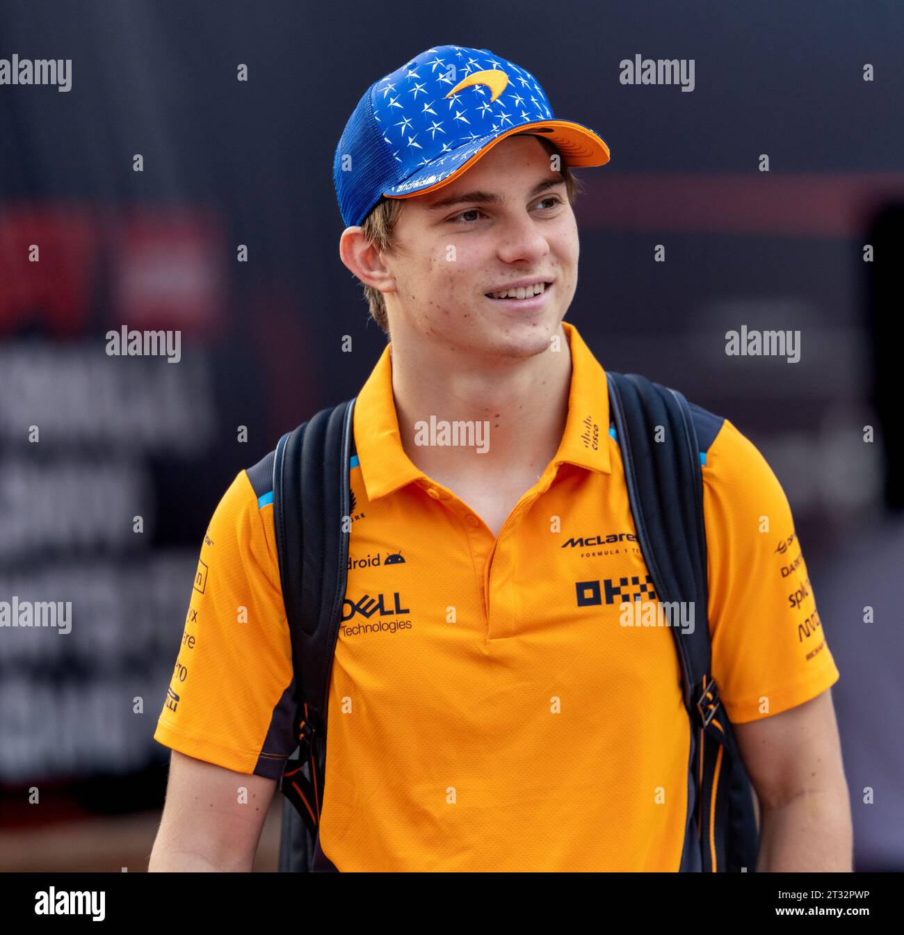 Austin, Texas - 22 ottobre 2023: Oscar Piastri, pilota della 81 McLaren F1, gareggia nel Gran Premio degli Stati Uniti di Lenovo sul circuito delle Americhe. Crediti: Nick Paruch / Alamy Live News Foto Stock