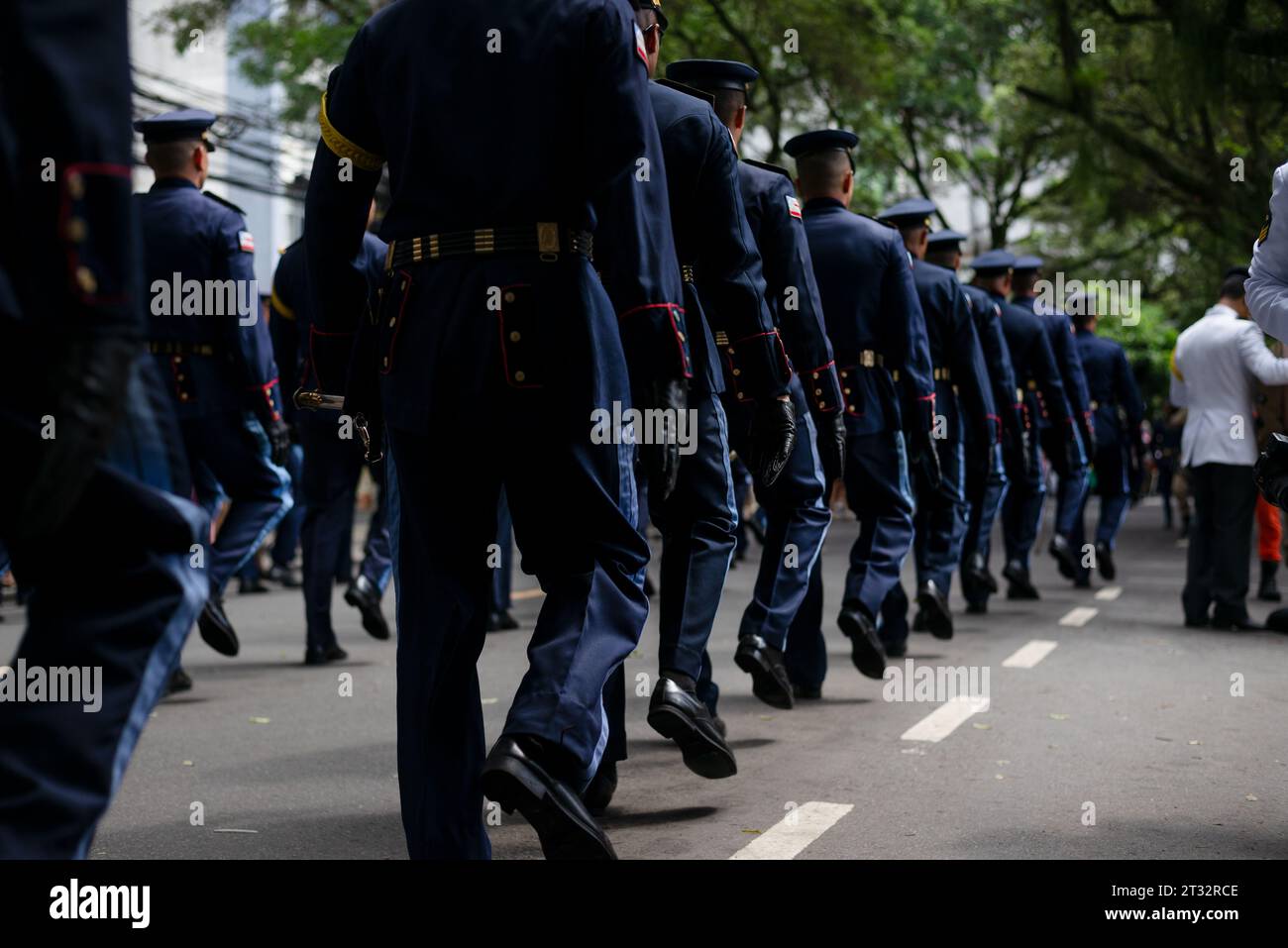 Salvador, Bahia, Brasile - 7 settembre 2023: Ufficiali militari sono visti durante un tributo al giorno dell'indipendenza brasiliana nella città di Salvador, Bahia Foto Stock