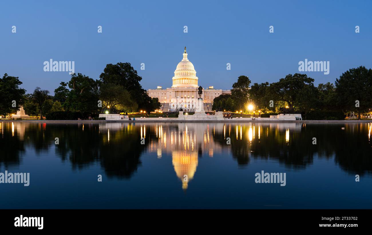 L'iconico Campidoglio di Washington DC, USA, con la sua iconica facciata bianca Foto Stock