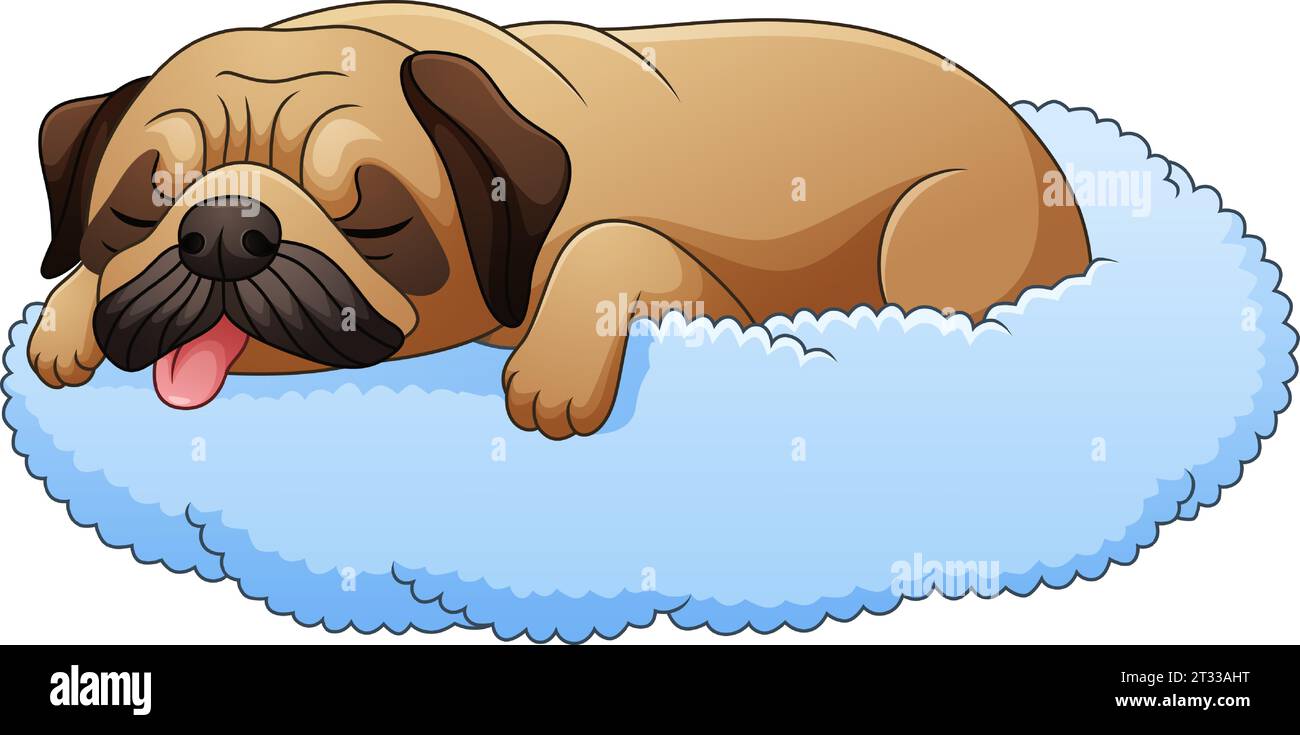 Carino cartone animato che dorme sul cuscino Illustrazione Vettoriale