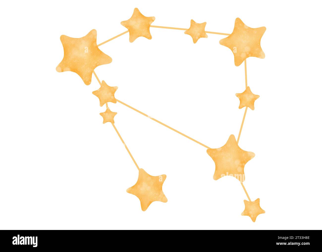 Ophiuchus Constellation: Illustrazione ad acquerello isolata. Segno di Zodiac. Stelle luminose e luminose nel cielo formano una costellazione astronomica. per Foto Stock