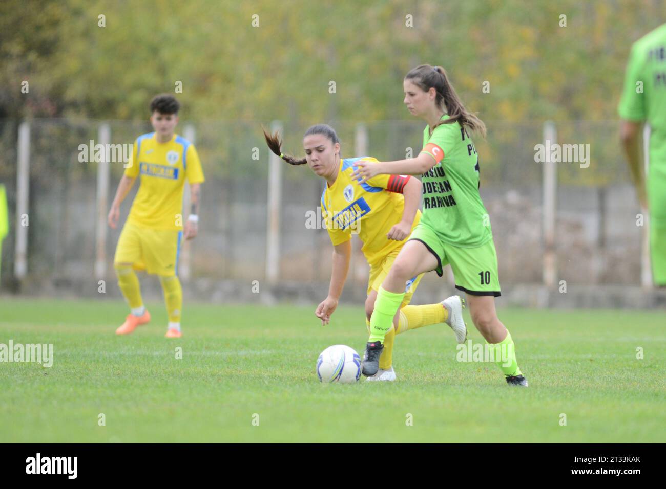 Calcio femminile: Romania terza partita di campionato tra Prahova CSU Ploiesti vs FC Petrolul Ploiesti , Stadion Metalul Filipestii de Padure , 22.10.2023 Foto Stock