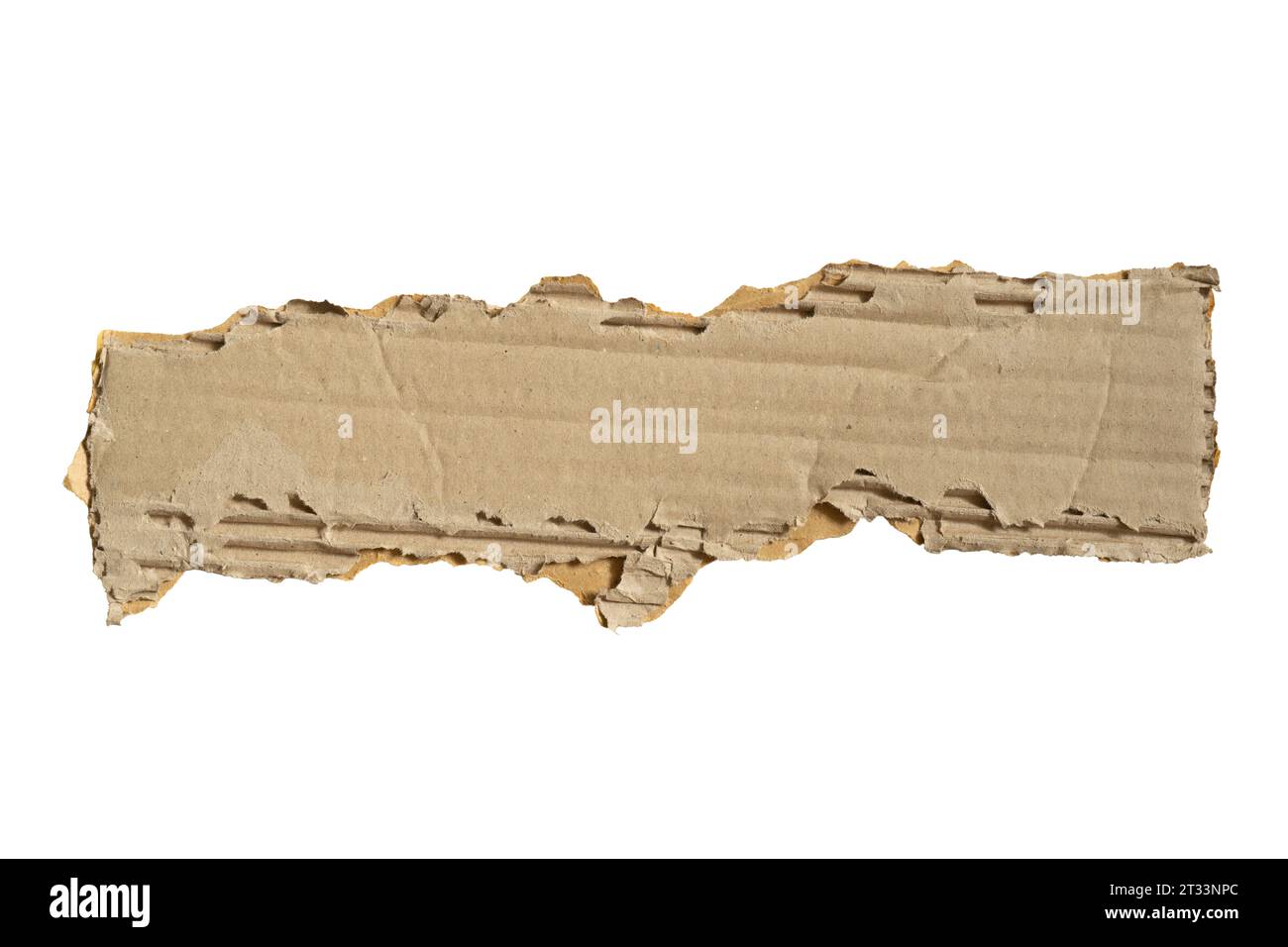 carta di cartone marrone lunga strappata su sfondo bianco con percorso di ritaglio Foto Stock