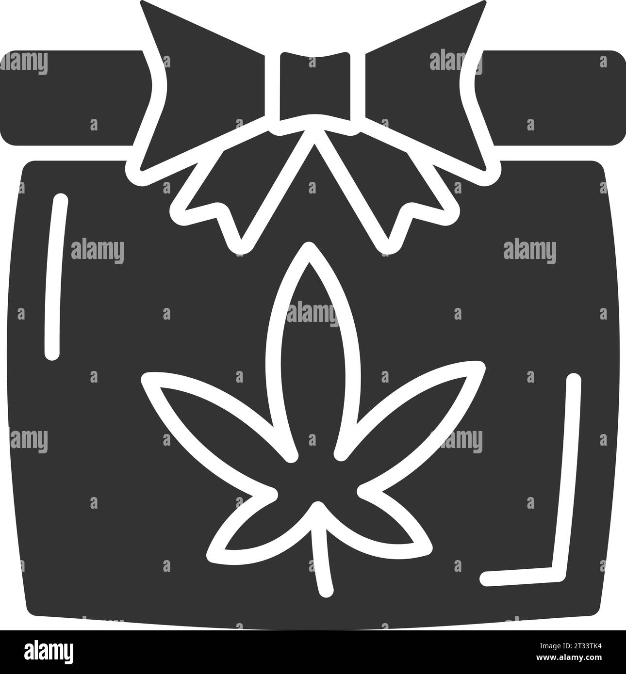 Icona a foglia di marijuana in stile glifo semplice 2D. Illustrazione Vettoriale