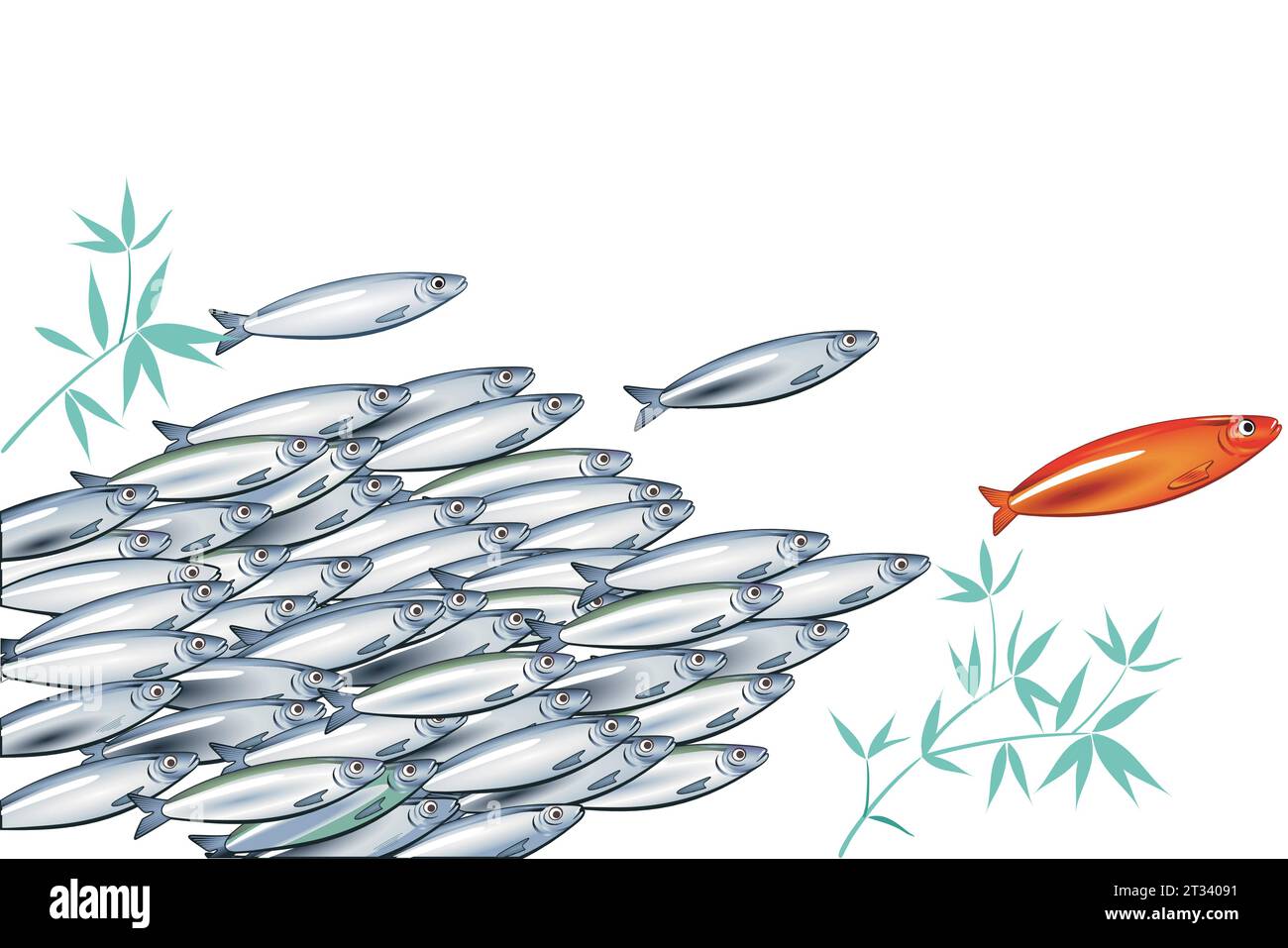 Branco di pesci nel mare illustrazione Illustrazione Vettoriale