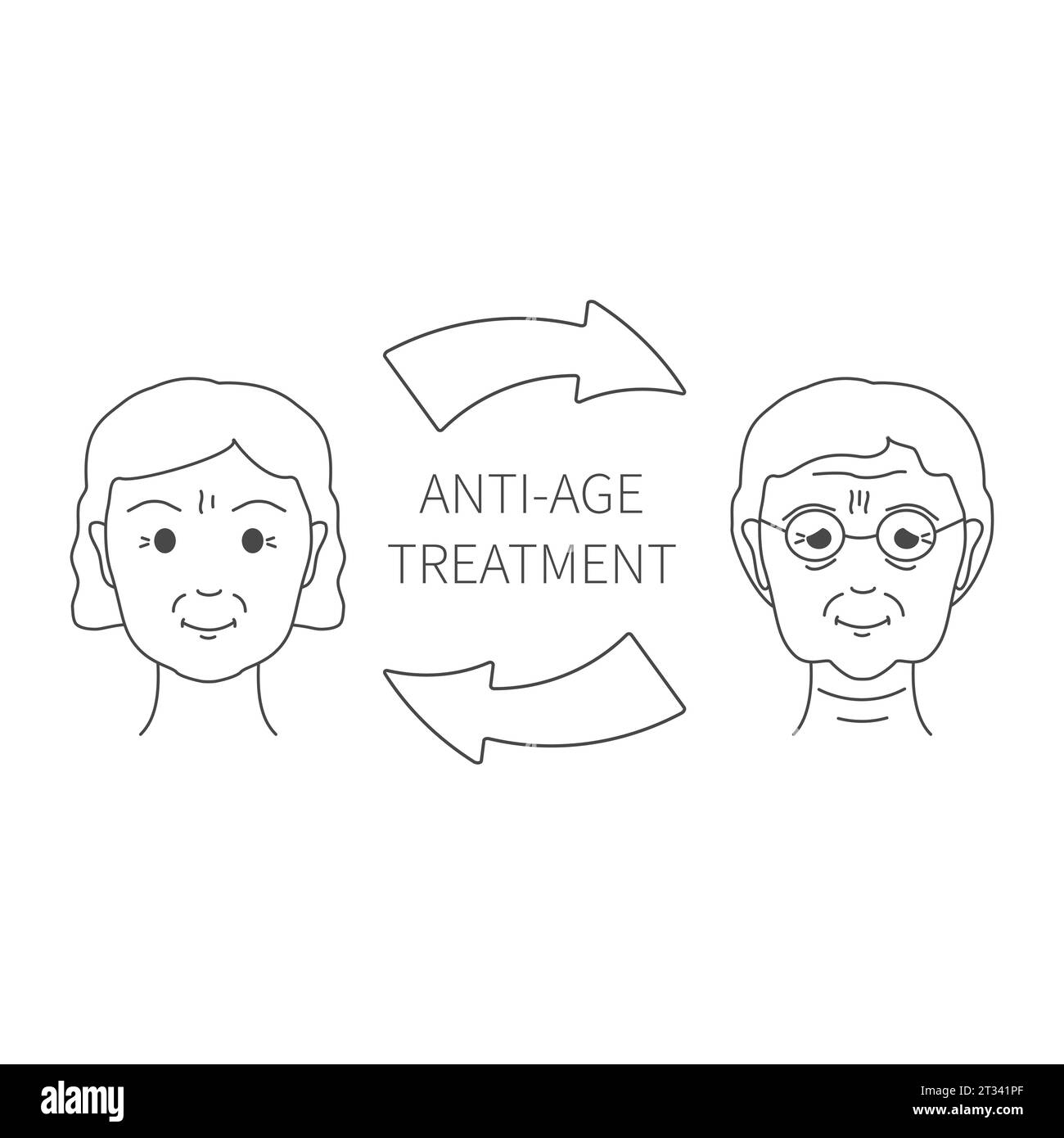 Illustrazione del trattamento anti-età del viso risultato dell'iniezione di botox Illustrazione Vettoriale