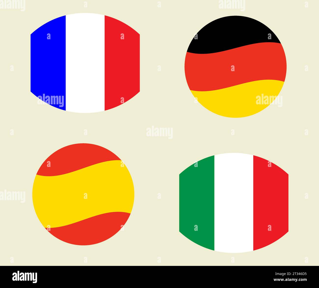 Diverse bandiere di Francia, Germania, Italia, Spagna Illustrazione Vettoriale