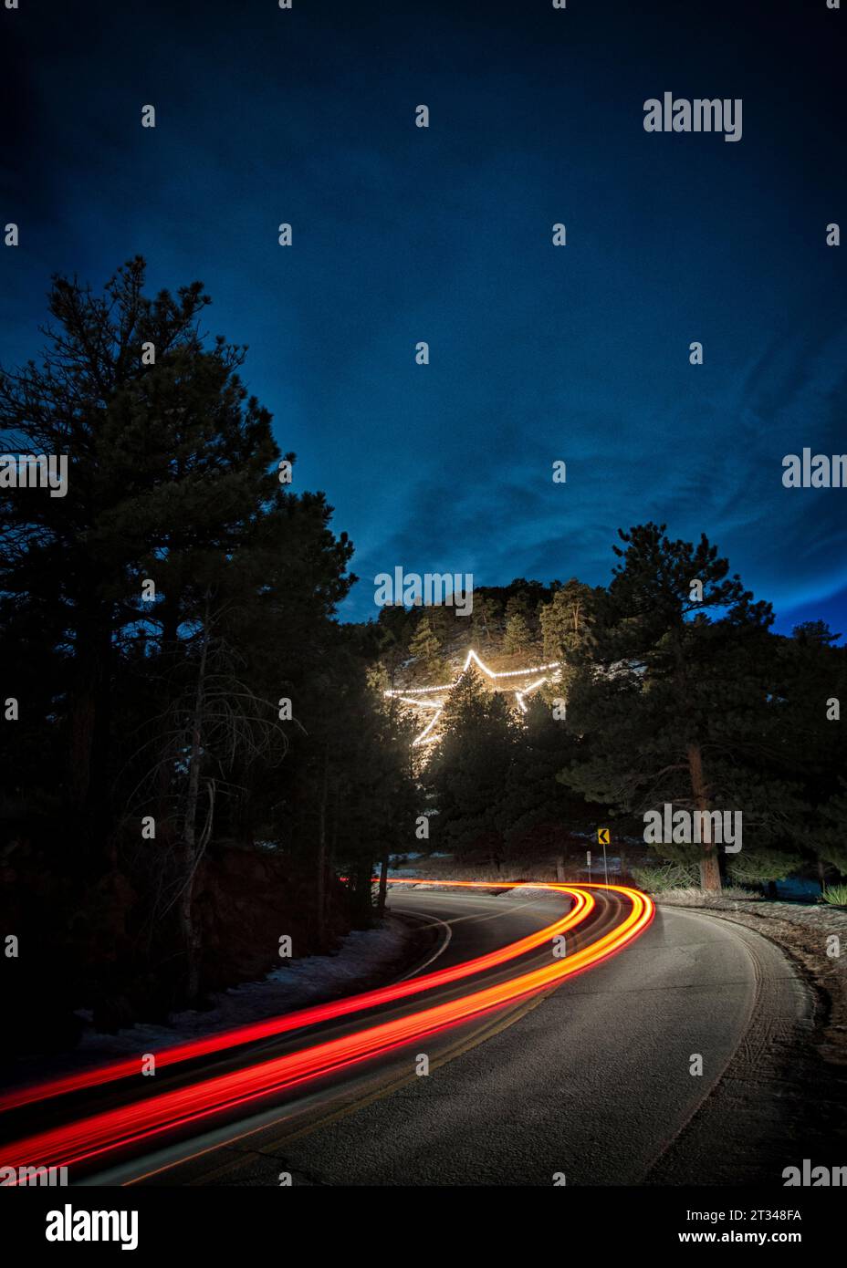 La star delle vacanze illumina Flagstaff Mt a Boulder, CO. Foto Stock