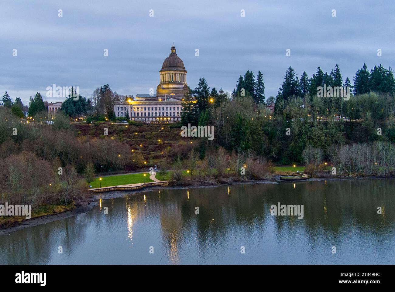 L'Olympia, Washington Capital Building al tramonto di dicembre Foto Stock