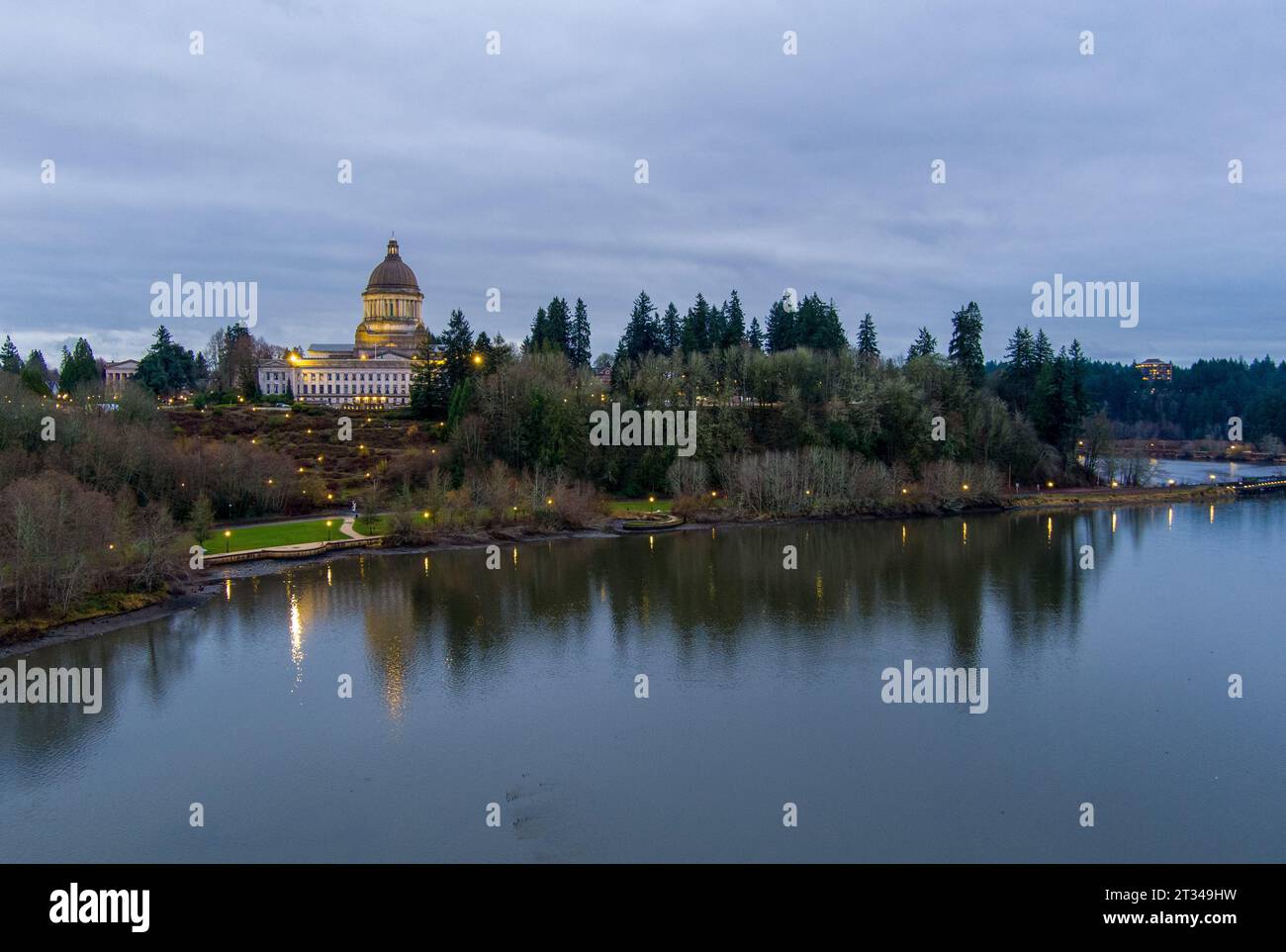 L'Olympia, Washington Capital Building al tramonto di dicembre Foto Stock