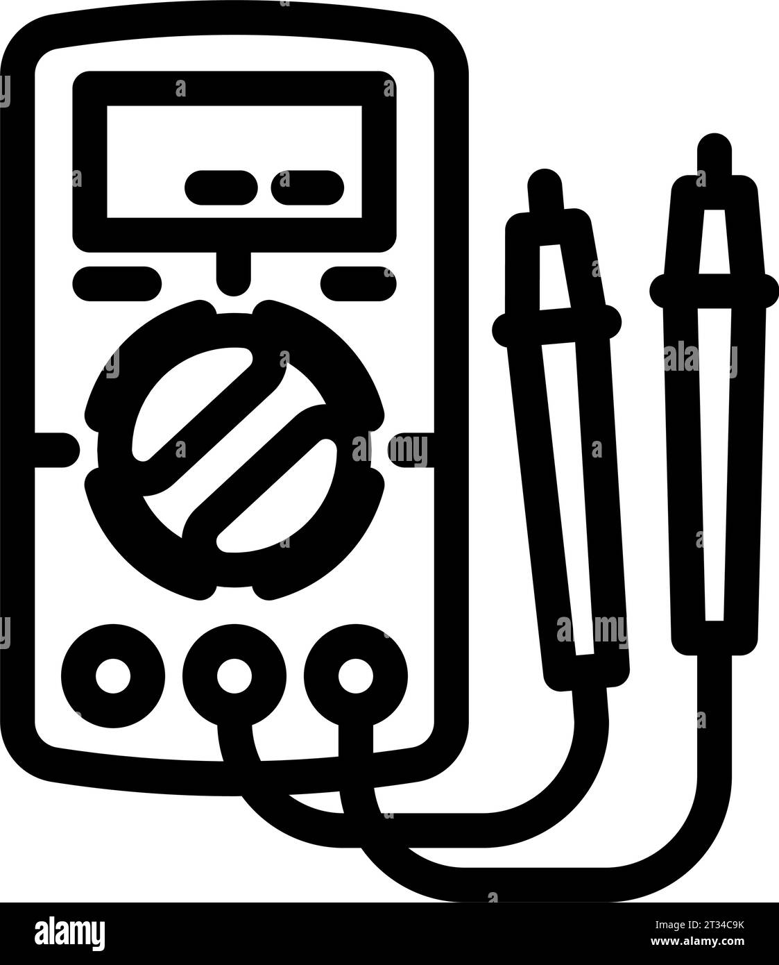 illustrazione vettoriale dell'icona della linea elettronica di prova del multimetro Illustrazione Vettoriale