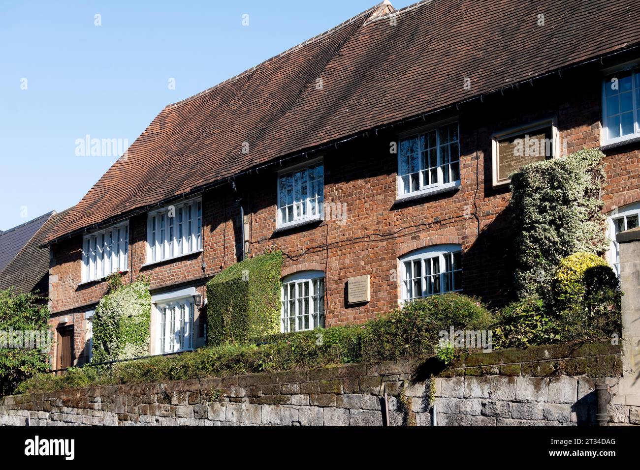 Castle Hill Almshouses, Warwick, Warwickshire, Inghilterra, Regno Unito Foto Stock