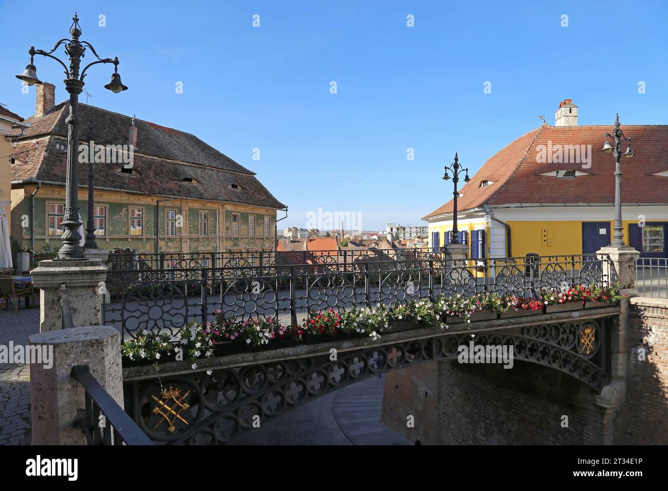 Podul Minciunilor (Ponte dei Liari), Piața Mică (Piazza piccola), Sibiu, Contea di Sibiu, Transilvania, Romania, Europa Foto Stock
