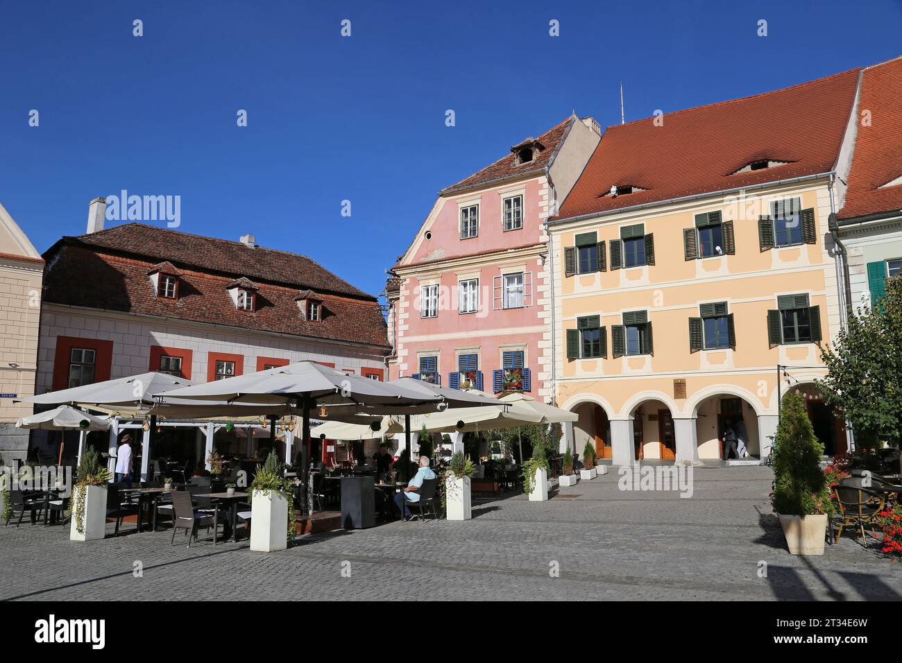 Piața Mică (Piazza piccola), Sibiu, Contea di Sibiu, Transilvania, Romania, Europa Foto Stock