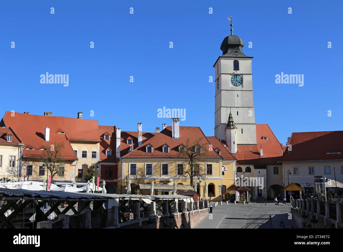 Piața Mică (Piazza piccola), Sibiu, Contea di Sibiu, Transilvania, Romania, Europa Foto Stock