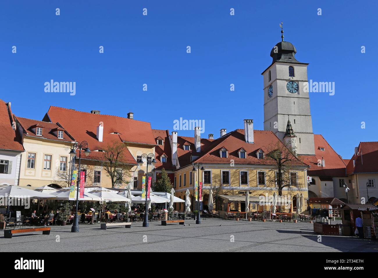 Piața Mică (Piazza piccola), Sibiu, Contea di Sibiu, Transilvania, Romania, Europa Foto Stock